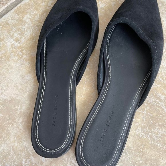 Jack Erwin "Paz" Black Suede Mule Slip On Sandals Hand Made 10 $148 - Picture 5 of 9